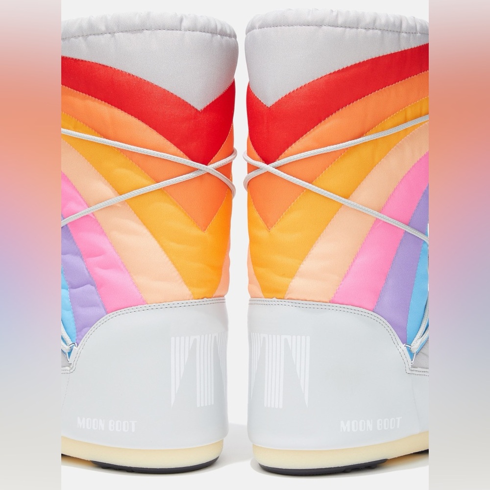 Moon Boot Icon Rainbow Snow Boots Grey Nylon 35/38 39/41 NEW Womens - Picture 4 of 6